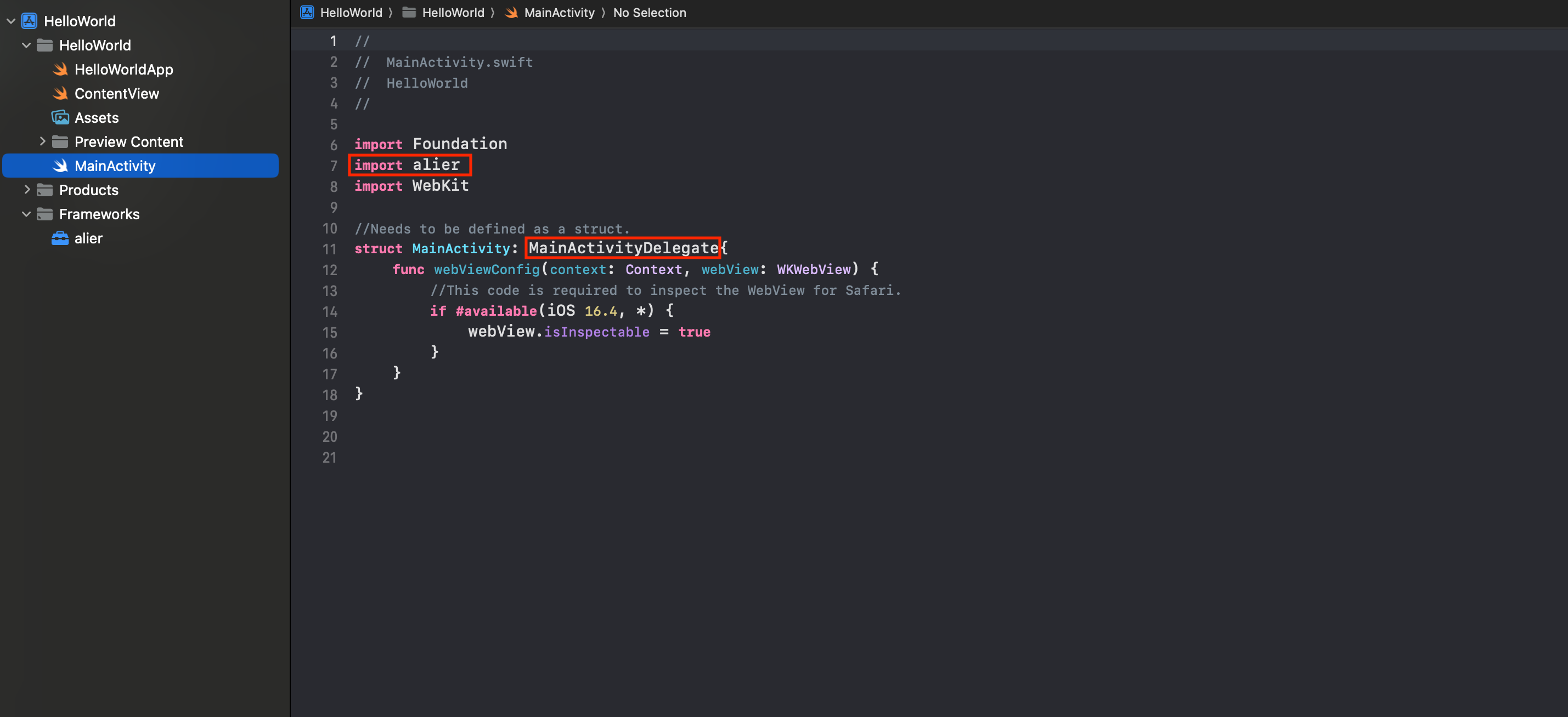 MainActivityDelegate を継承